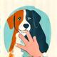Dog solving problem icon